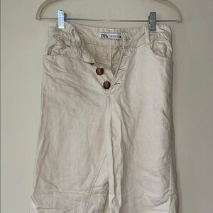 Zara Off-White High-Waisted Pants